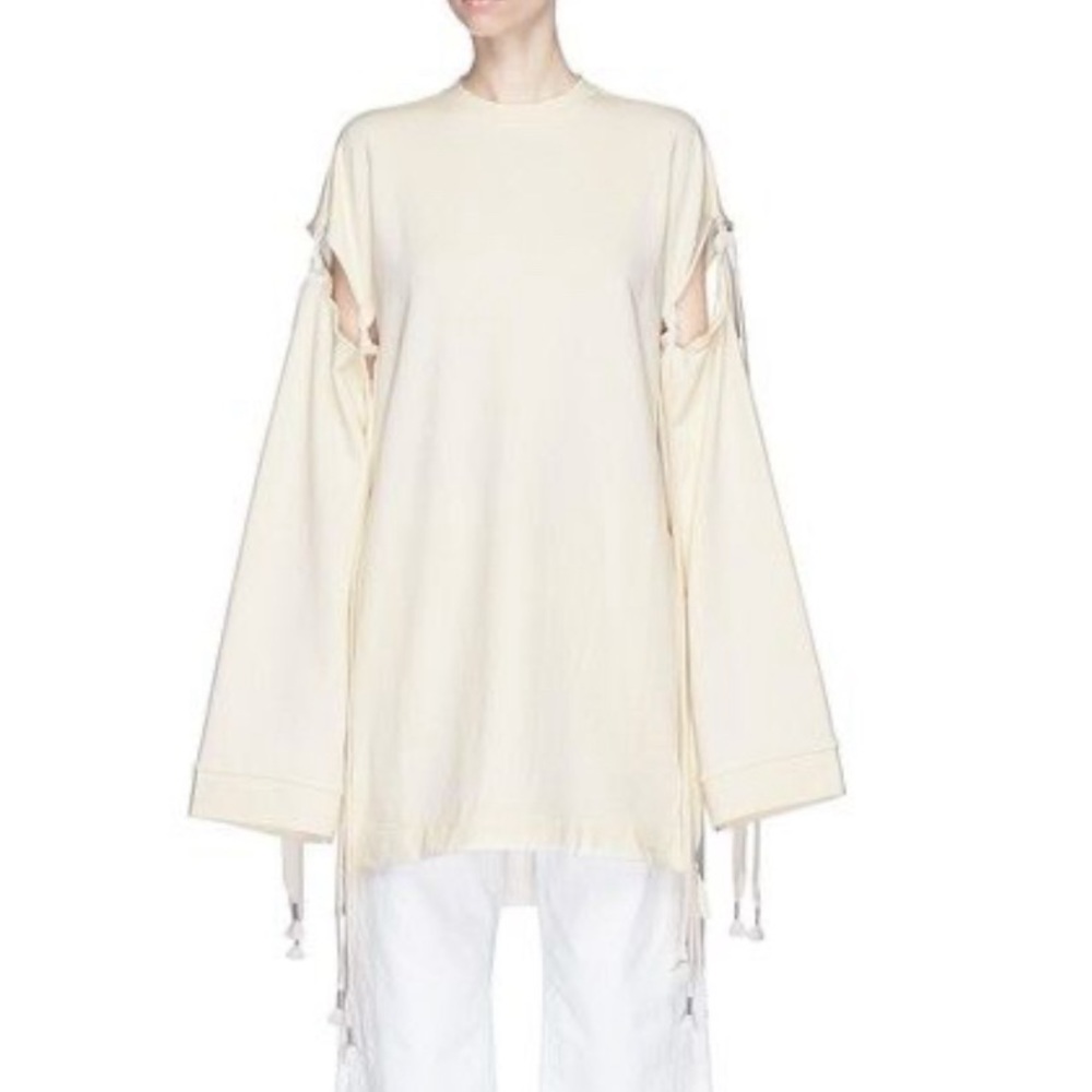 Fenty Puma by Rihanna Tie Sleeved Off-white Longline Sweatshirt Neutral Street L
